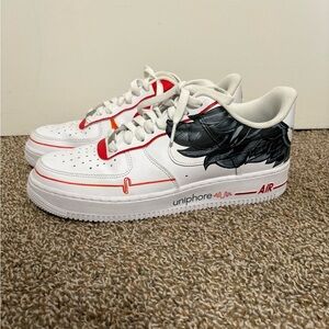 Nike White Sneakers with Red and Black Accents